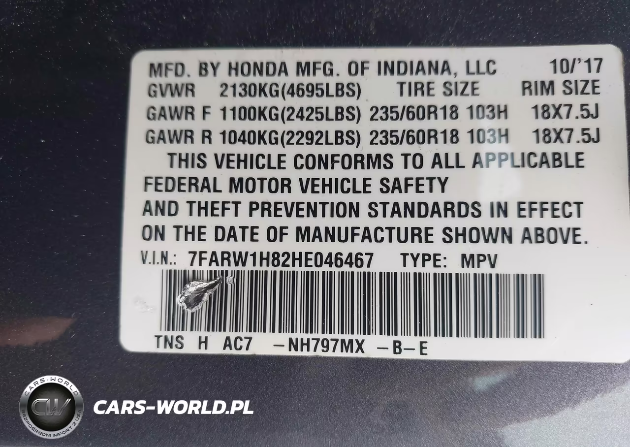 2017 Honda Cr-V Ex-L-Ex-L Navi VIN:7FARW1H82HE046467 - 9