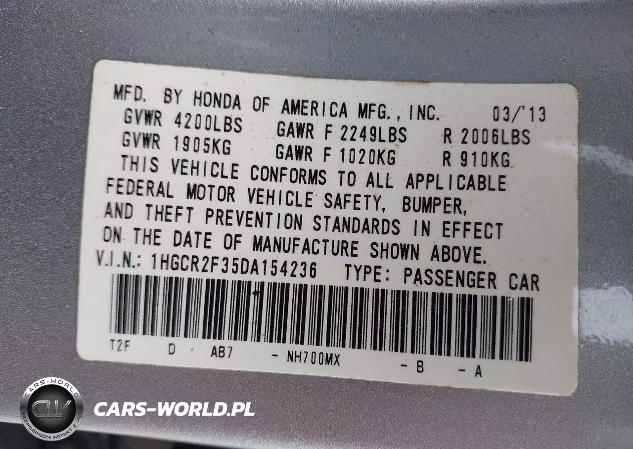 2013 Honda Accord Lx VIN:1HGCR2F35DA154236 - 9