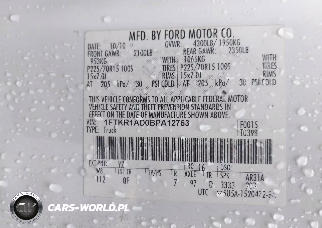 2011 Ford Ranger Xl VIN:1FTKR1AD0BPA12763 - 9