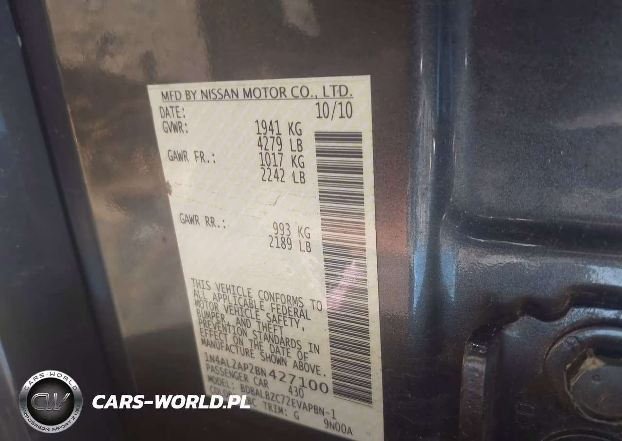 2011 Nissan Altima 2.5 S VIN:1N4AL2AP2BN427100 - 9