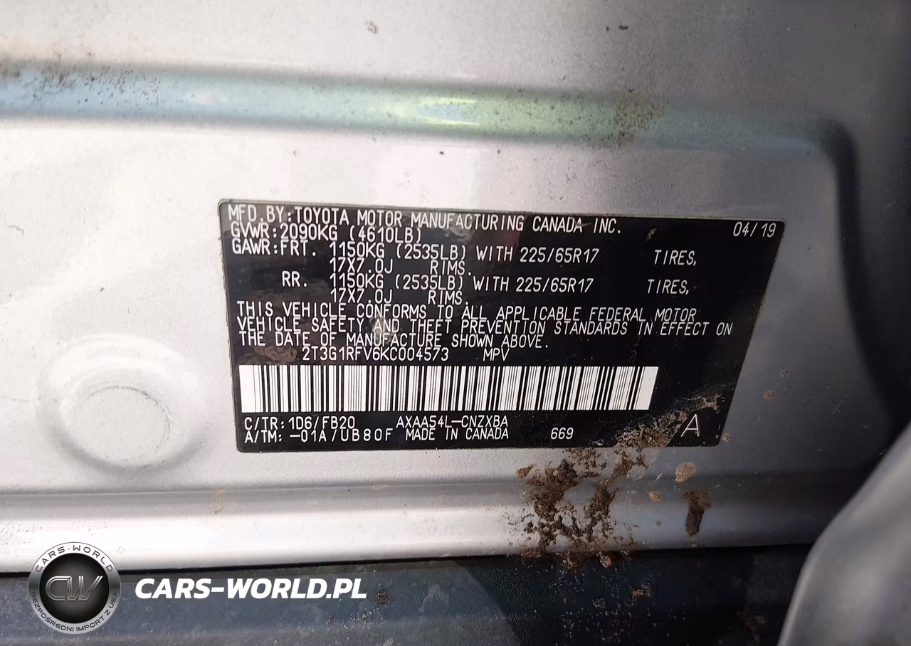2019 Toyota Rav4 Le VIN:2T3G1RFV6KC004573 - 9