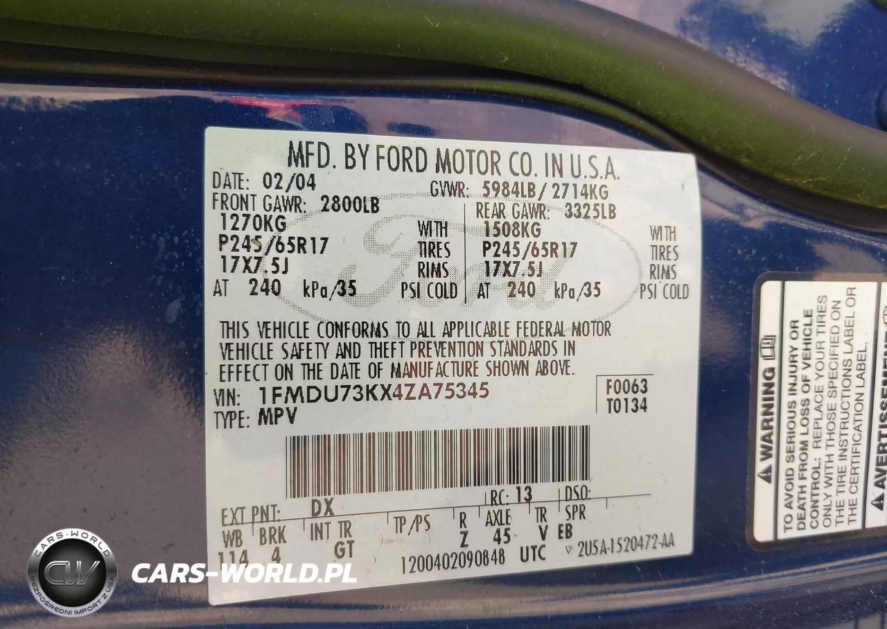 2004 Ford Explorer Nbx-Xlt VIN:1FMDU73KX4ZA75345 - 9