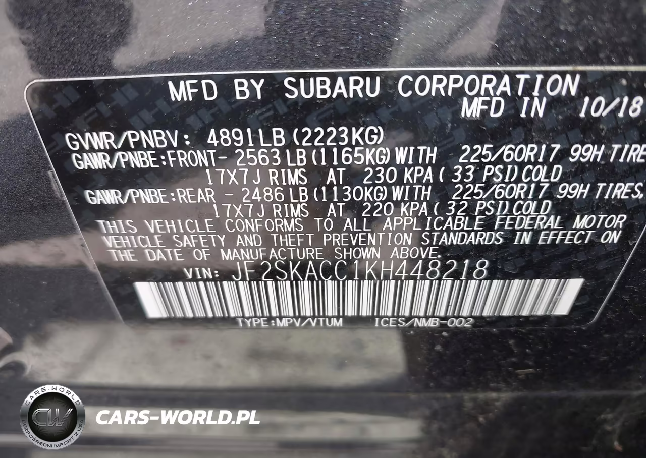 2019 Subaru Forester VIN:JF2SKACC1KH448218 - 9