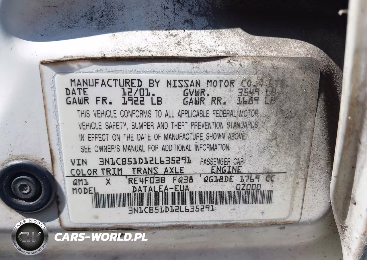 2002 Nissan Sentra Gxe VIN:3N1CB51D12L635291 - 9