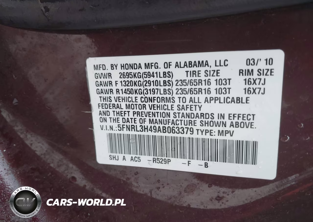 2010 Honda Odyssey Ex VIN:5FNRL3H49AB063379 - 9