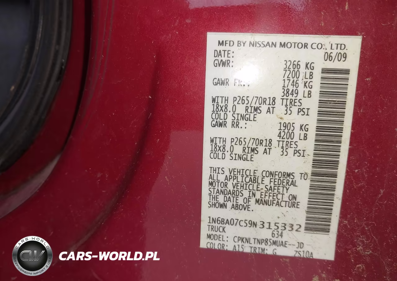 2009 Nissan Titan Se VIN:1N6BA07C59N315332 - 9