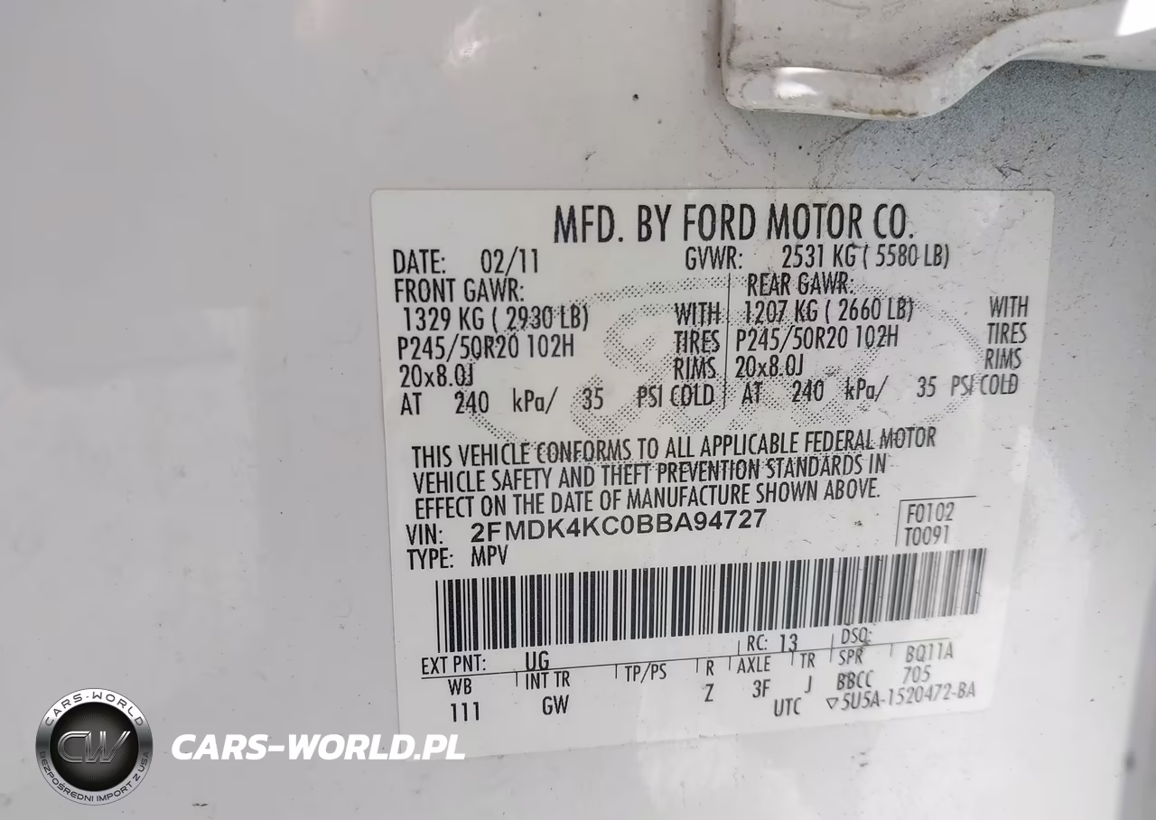 2011 Ford Edge Limited VIN:2FMDK4KC0BBA94727 - 9