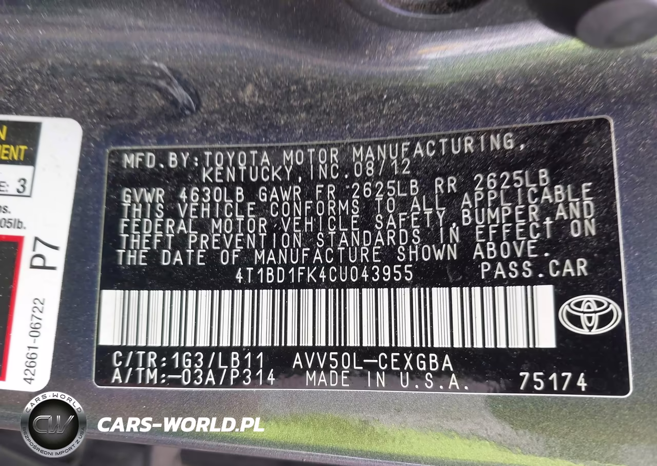2012 Toyota Camry Hybrid Xle VIN:4T1BD1FK4CU043955 - 9