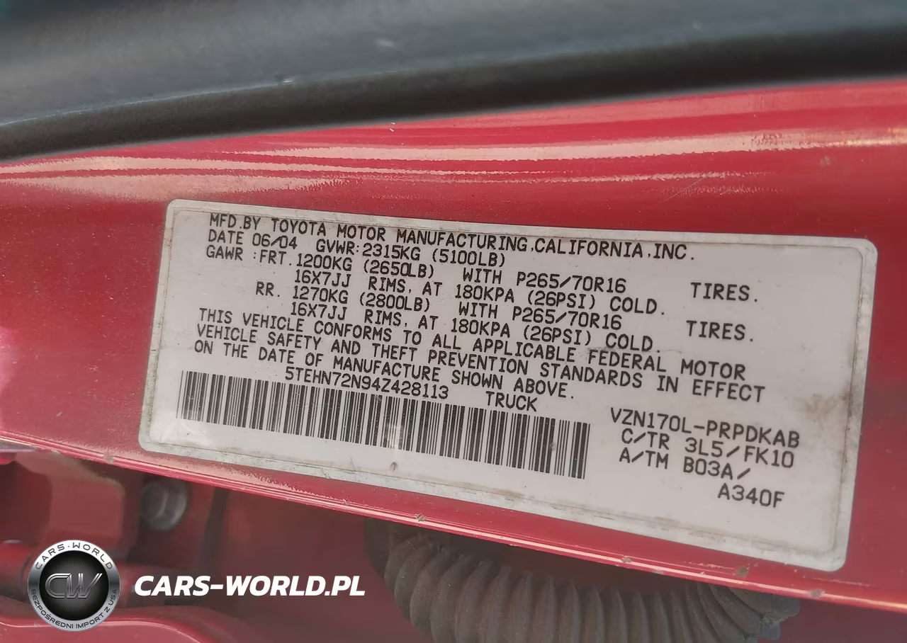 2004 Toyota Tacoma Base V6 VIN:5TEHN72N94Z428113 - 9