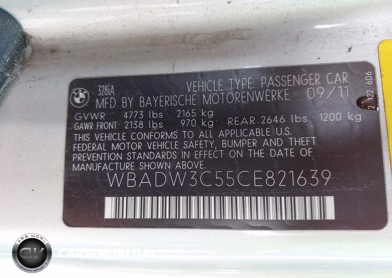 2012 BMW 328I VIN:WBADW3C55CE821639 - 9