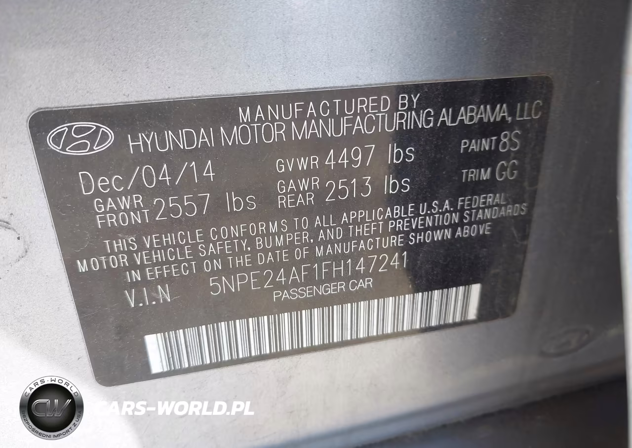 2015 Hyundai Sonata Se VIN:5NPE24AF1FH147241 - 9