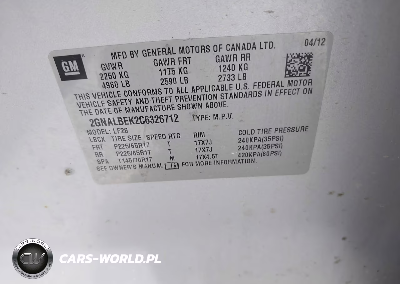 2012 Chevrolet Equinox Ls VIN:2GNALBEK2C6326712 - 9