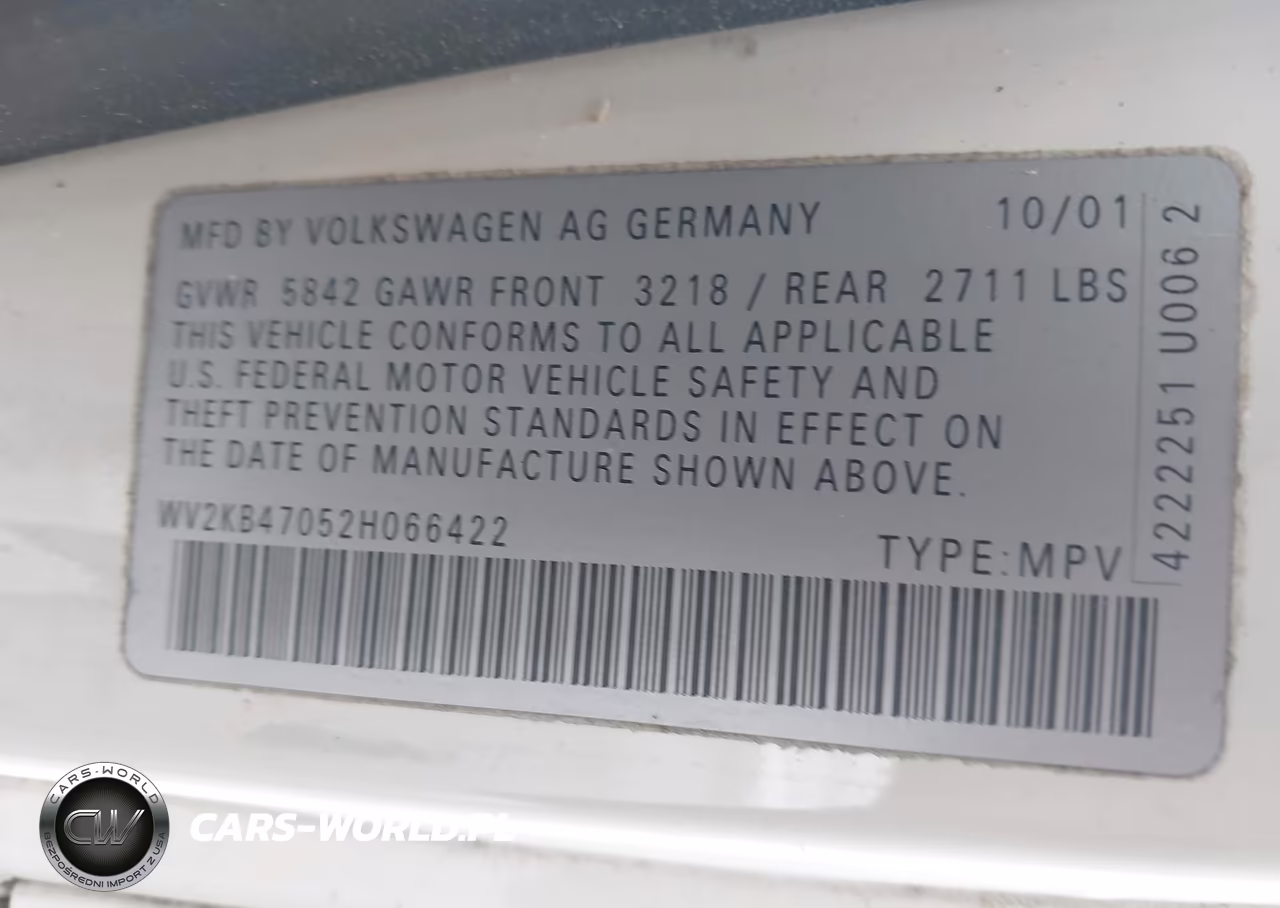 2002 Volkswagen Eurovan Gls VIN:WV2KB47052H066422 - 9