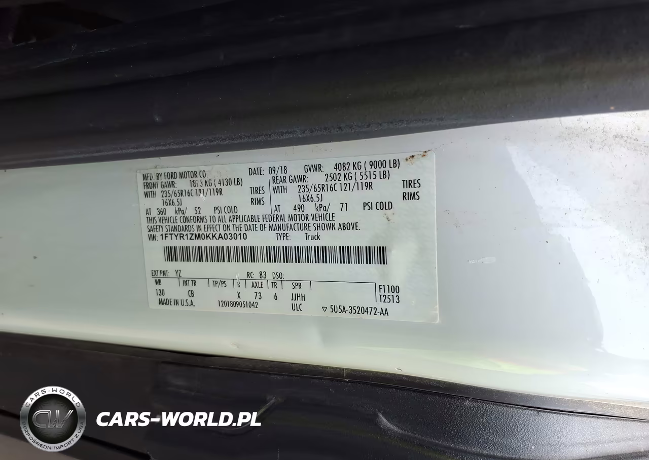 2019 Ford Transit-250 VIN:1FTYR1ZM0KKA03010 - 9