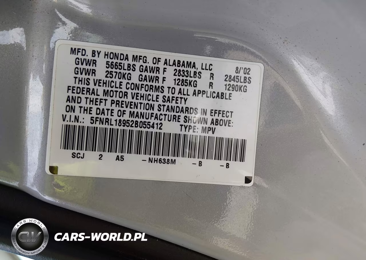 2002 Honda Odyssey Ex-L VIN:5FNRL18952B055412 - 9