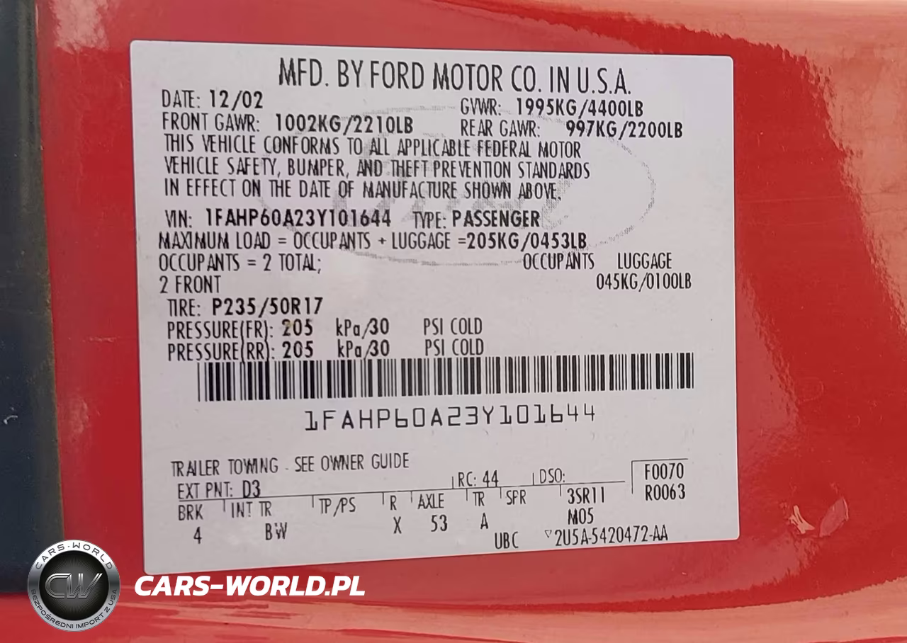 2003 Ford Thunderbird VIN:1FAHP60A23Y101644 - 9
