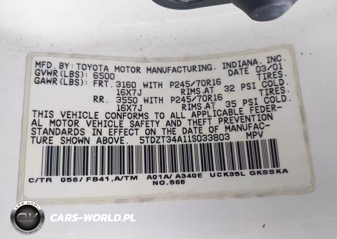 2001 Toyota Sequoia Sr5 V8 VIN:5TDZT34A11S033803 - 9