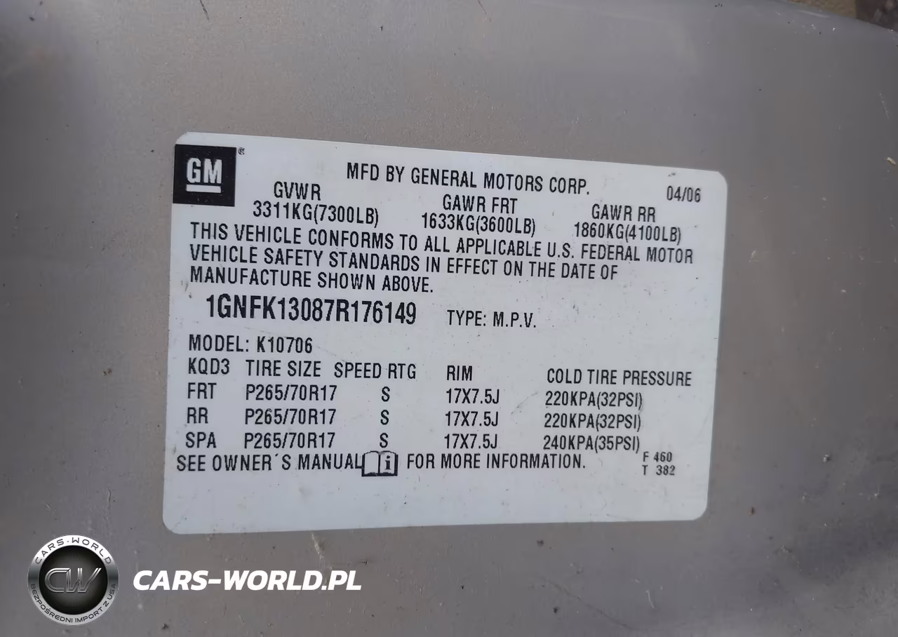 2007 Chevrolet Tahoe Lt VIN:1GNFK13087R176149 - 9