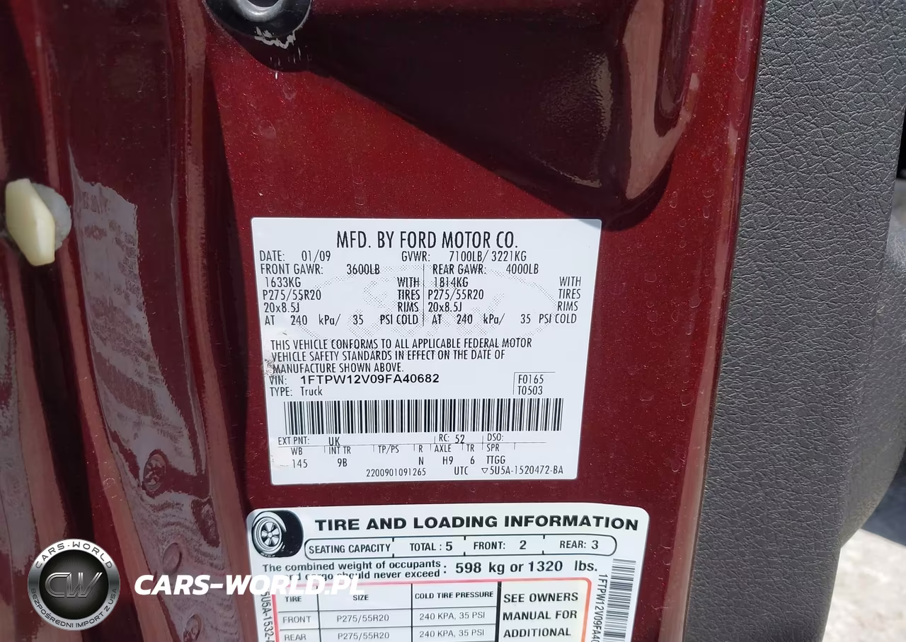 2009 Ford F-150 Platinum VIN:1FTPW12V09FA40682 - 8