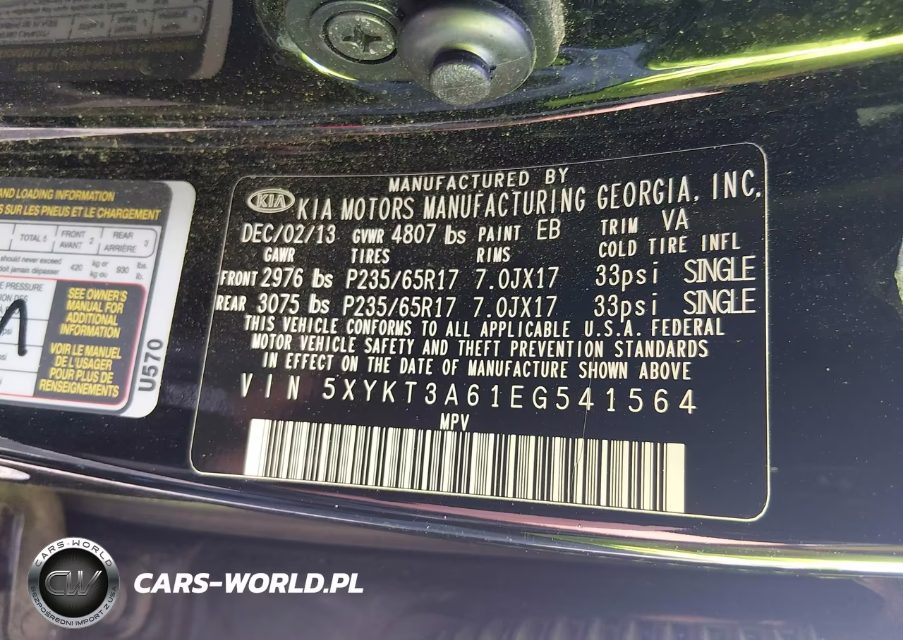 2014 Kia Sorento Lx VIN:5XYKT3A61EG541564 - 9