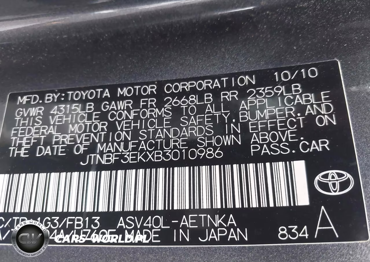 2011 Toyota Camry Le VIN:JTNBF3EKXB3010986 - 9