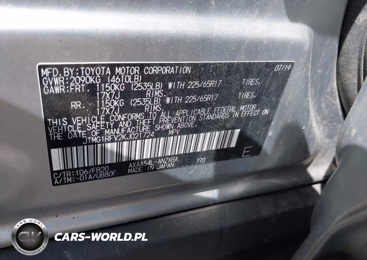 2019 Toyota Rav4 Le VIN:JTMG1RFV2KJ021724 - 9