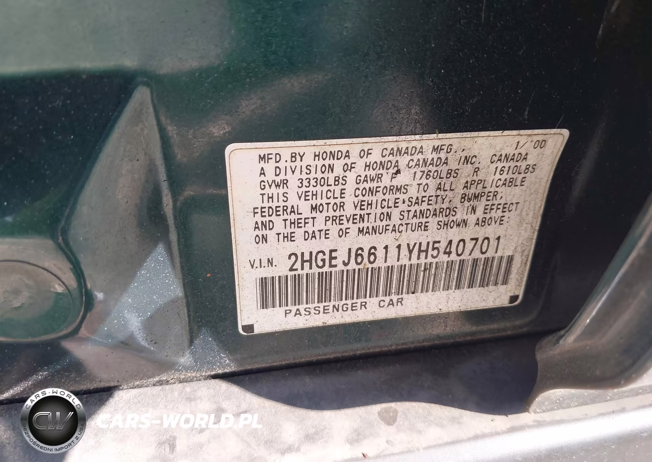 2000 Honda Civic Value Package VIN:2HGEJ6611YH540701 - 9