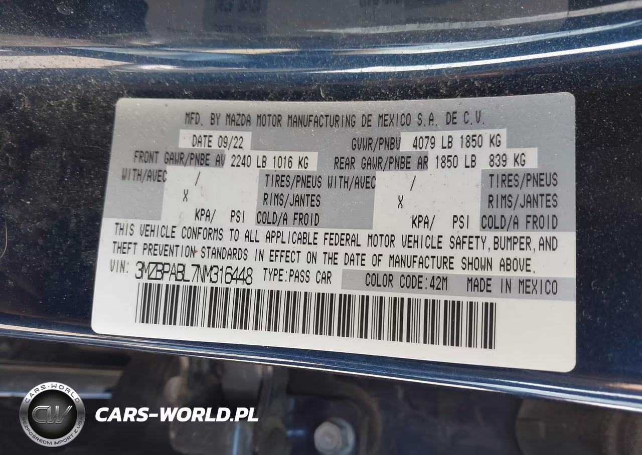 2022 Mazda Mazda3 Select VIN:3MZBPABL7NM316448 - 9