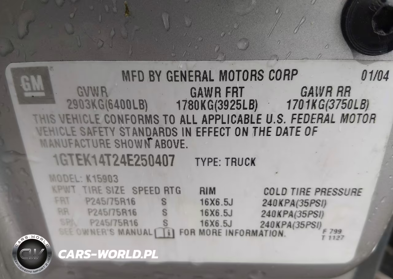 2004 GMC Sierra 1500 Work Truck VIN:1GTEK14T24E250407 - 9