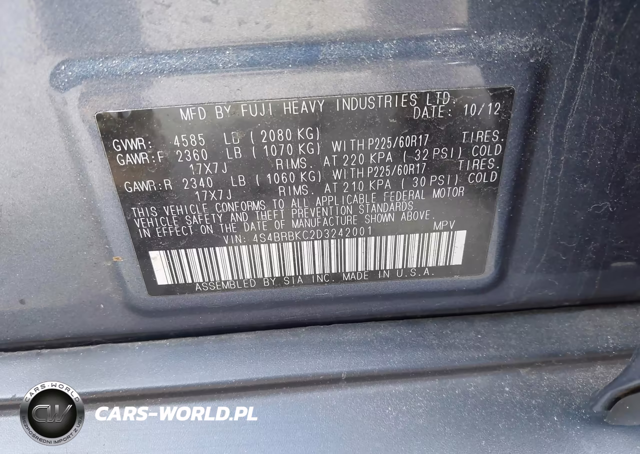 2013 Subaru Outback 2.5I Limited VIN:4S4BRBKC2D3242001 - 9