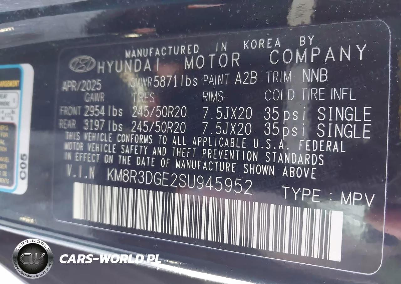 2025 Hyundai Palisade Xrt VIN:KM8R3DGE2SU945952 - 9