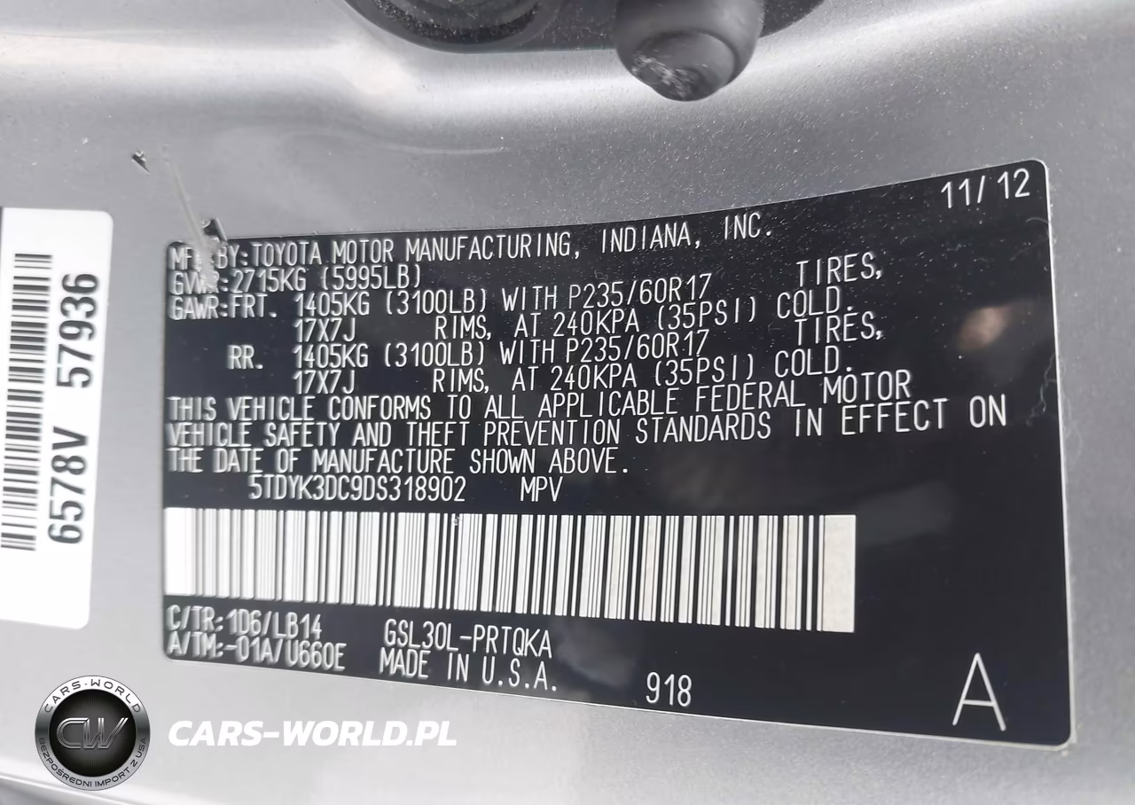 2013 Toyota Sienna Xle V6 8 Passenger VIN:5TDYK3DC9DS318902 - 9