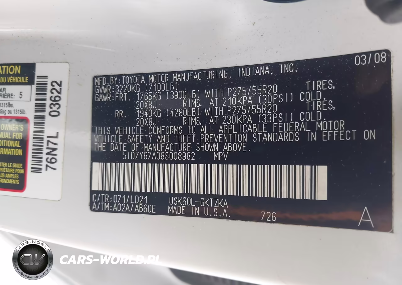 2008 Toyota Sequoia Platinum 5.7L V8 VIN:5TDZY67A08S008982 - 9