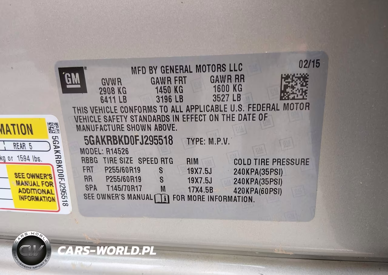 2015 Buick Enclave Leather VIN:5GAKRBKD0FJ295518 - 9