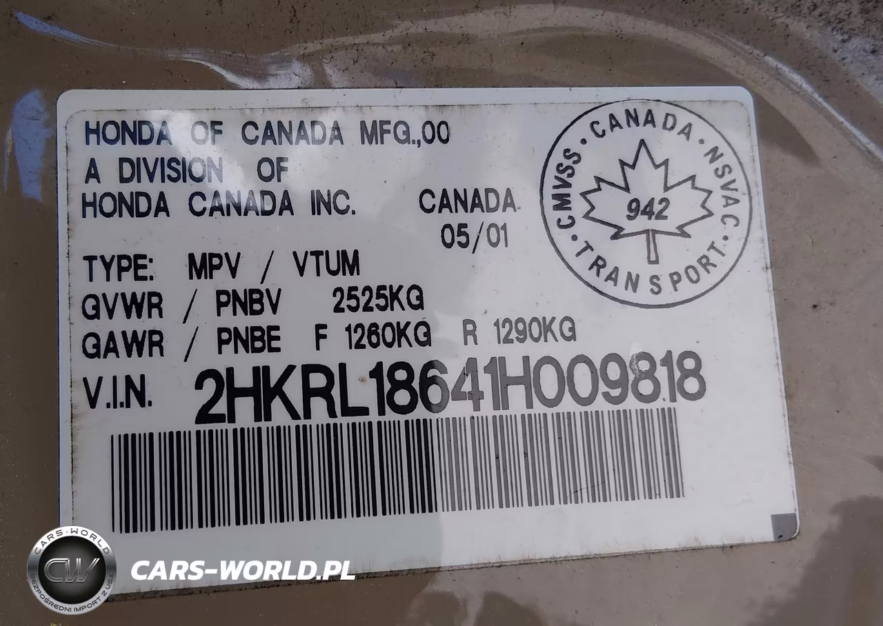2001 Honda Odyssey Ex VIN:2HKRL18641H009818 - 9