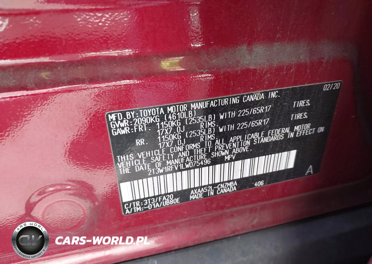 2020 Toyota Rav4 Xle VIN:2T3W1RFV1LW075496 - 9