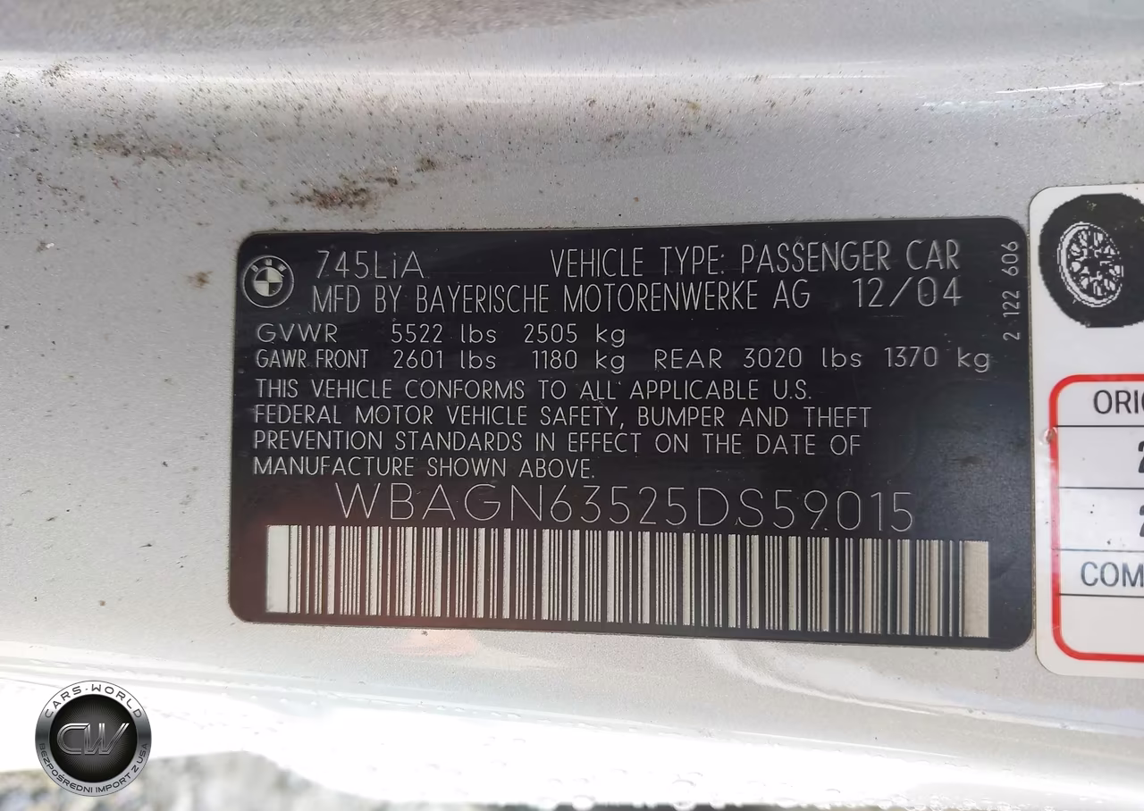2005 BMW 745Li VIN:WBAGN63525DS59015 - 9