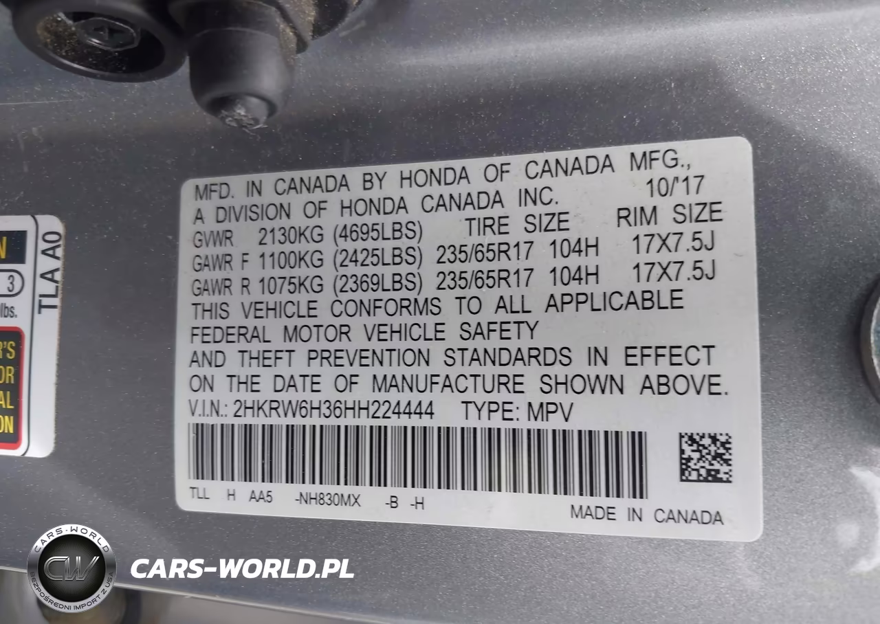 2017 Honda Cr-V Lx VIN:2HKRW6H36HH224444 - 9