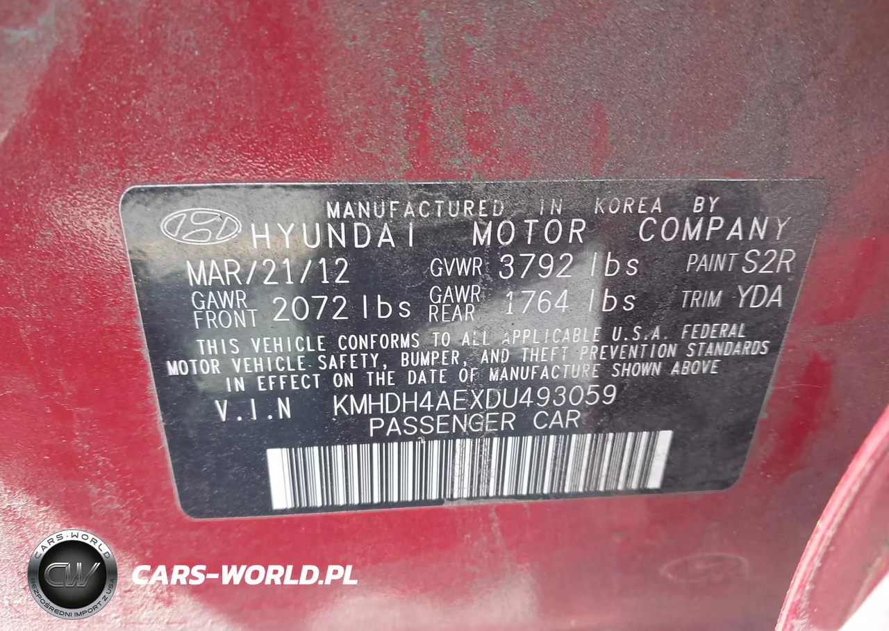 2013 Hyundai Elantra Gls VIN:KMHDH4AEXDU493059 - 9