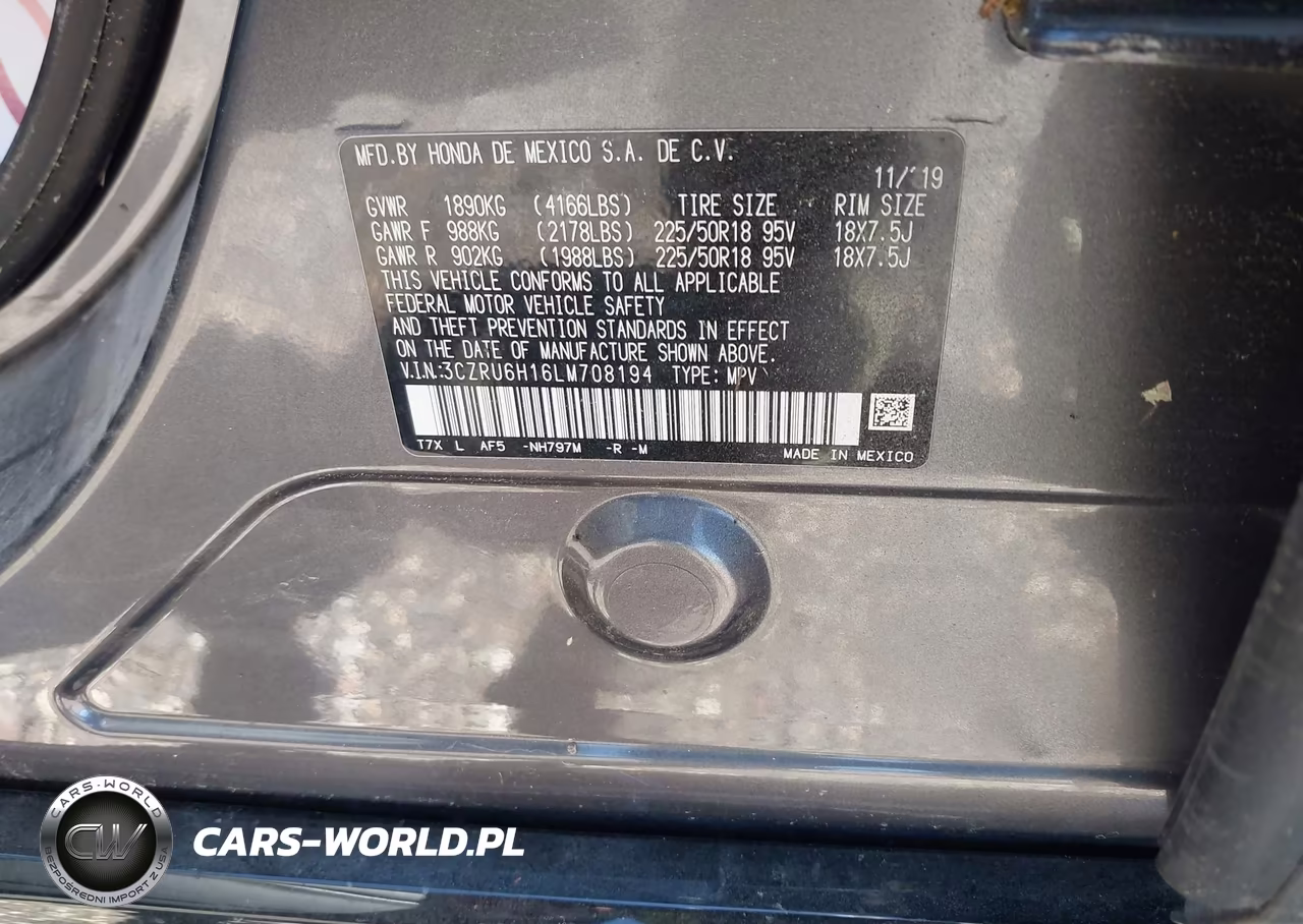2020 Honda Hr-V Awd Sport VIN:3CZRU6H16LM708194 - 9