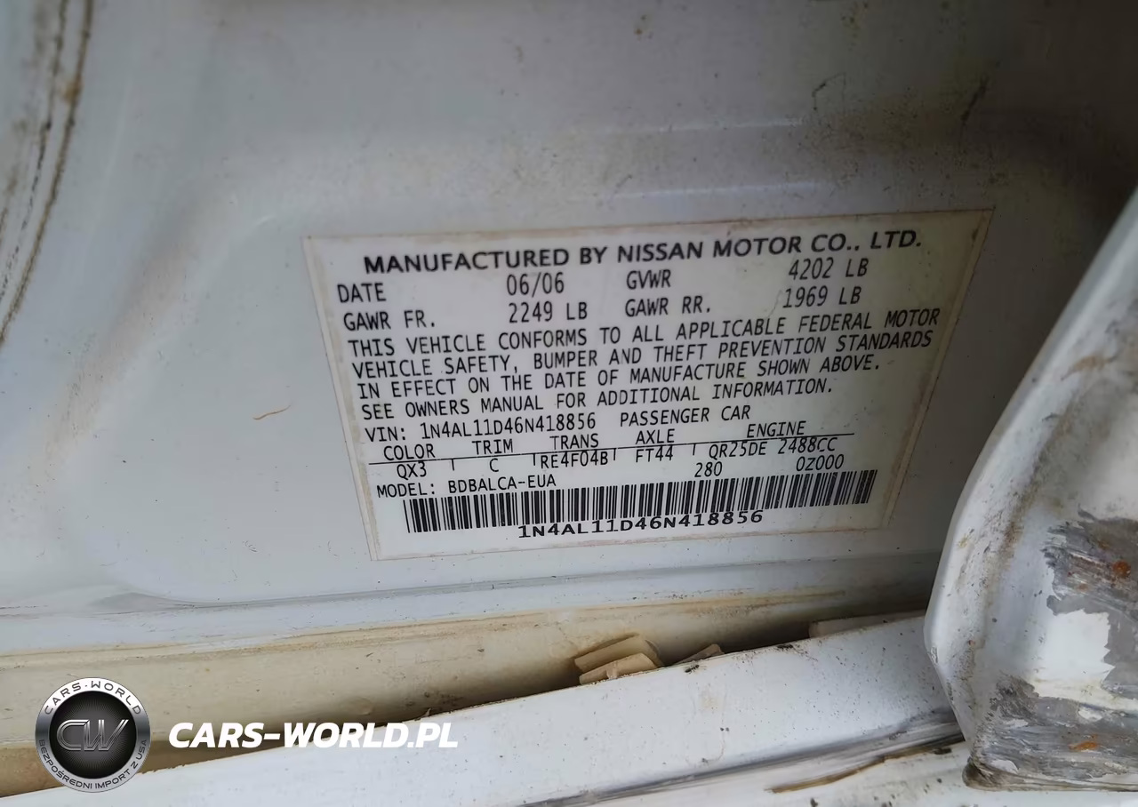2006 Nissan Altima 2.5 S VIN:1N4AL11D46N418856 - 9