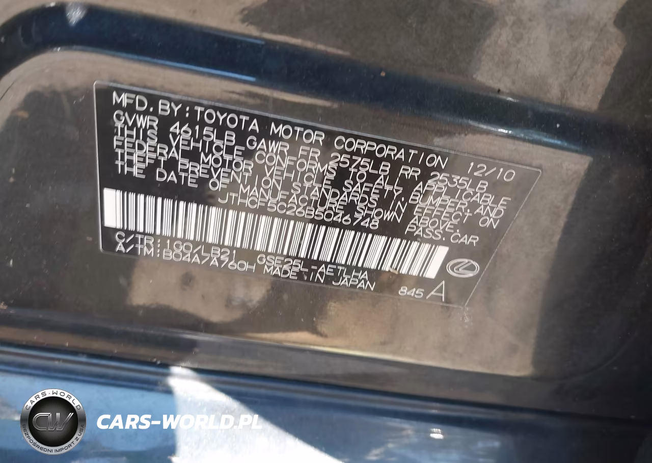 2011 Lexus Is 250 VIN:JTHCF5C26B5046748 - 9