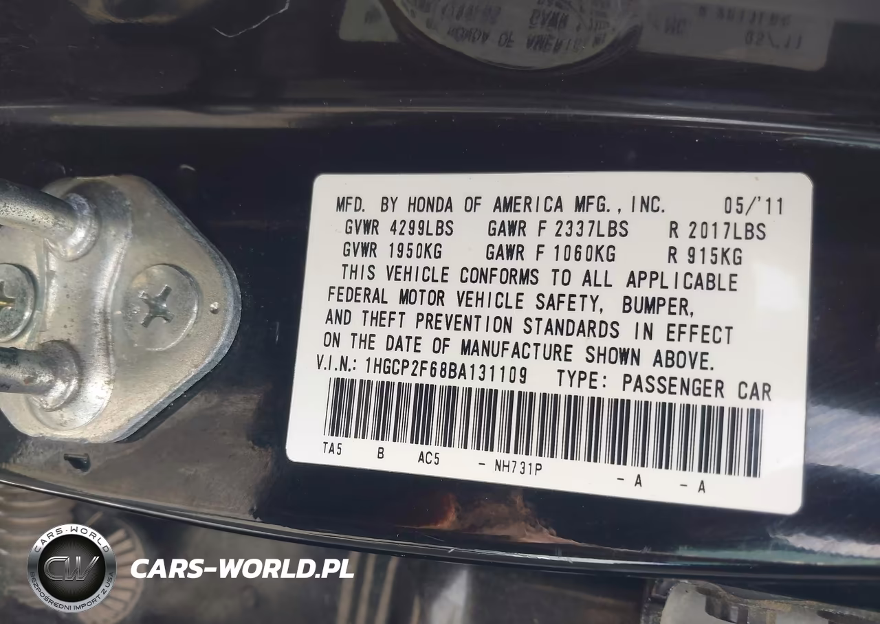 2011 Honda Accord 2.4 Se VIN:1HGCP2F68BA131109 - 9
