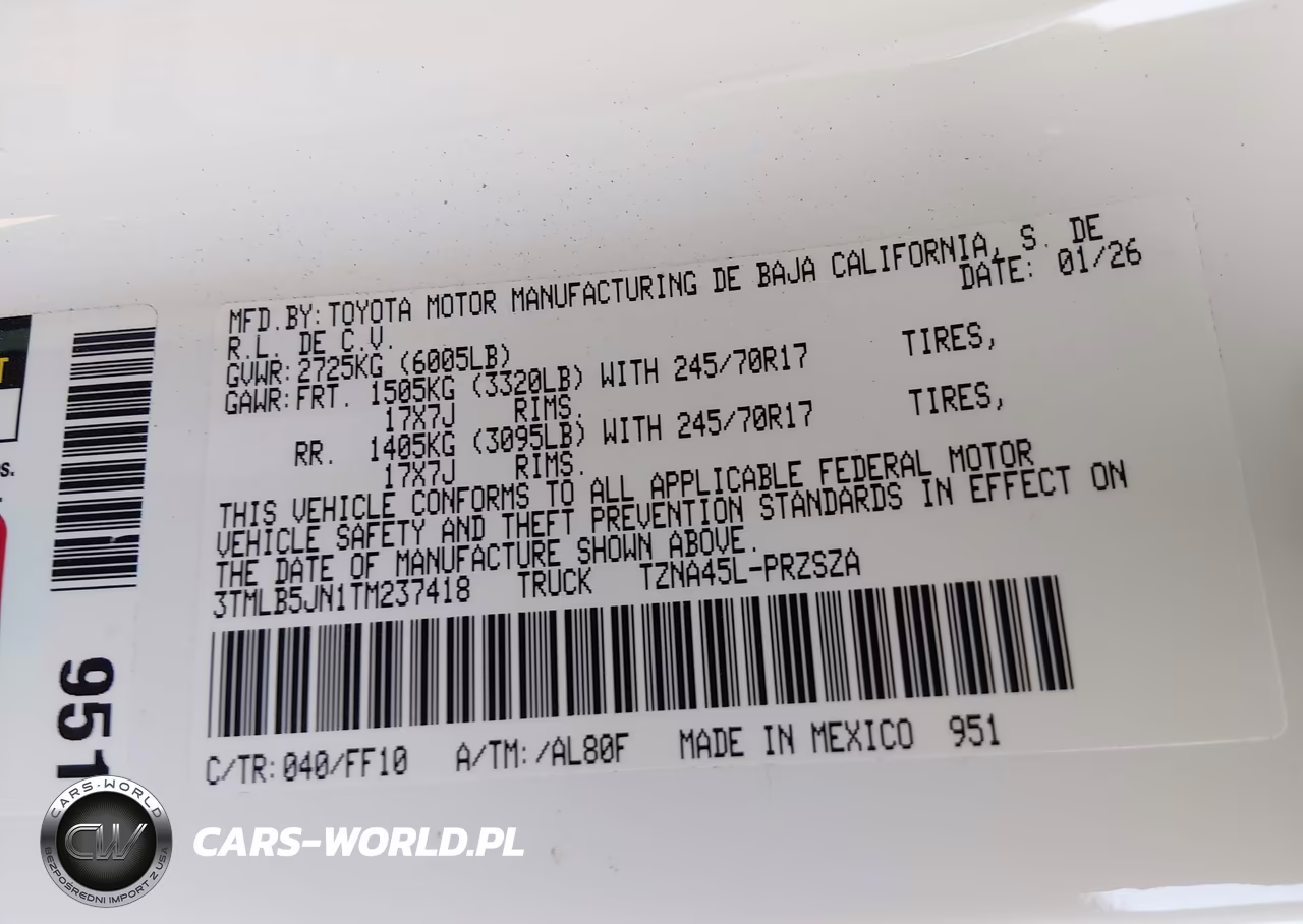 2026 Toyota Tacoma Sr5 VIN:3TMLB5JN1TM237418 - 9