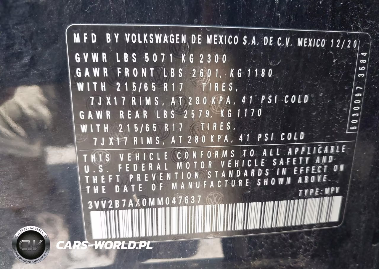 2021 Volkswagen Tiguan 2.0T Se-2.0T Se R-Line Black-2.0T Sel VIN:3VV2B7AX0MM047637 - 9