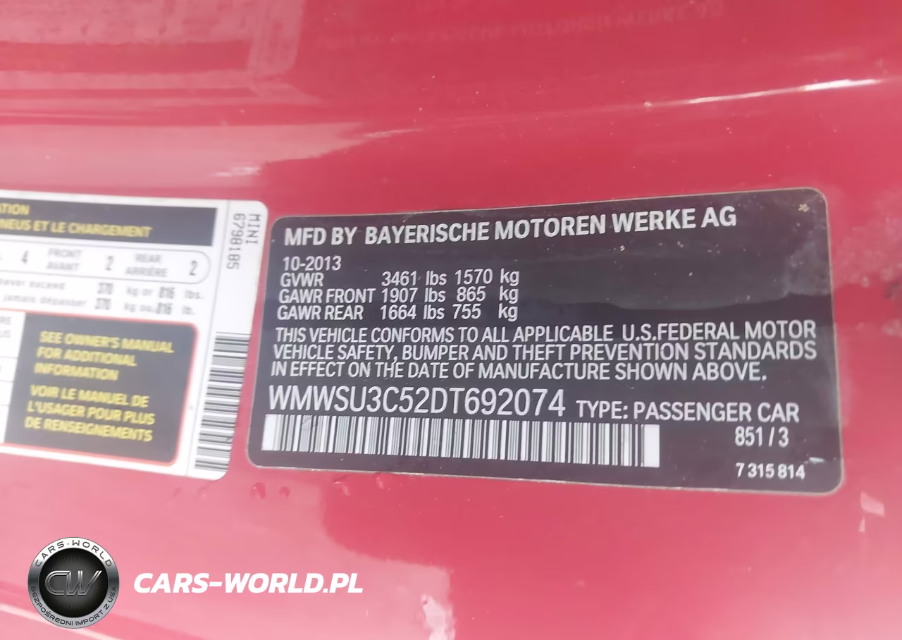 2013 Mini Hardtop Cooper VIN:WMWSU3C52DT692074 - 9