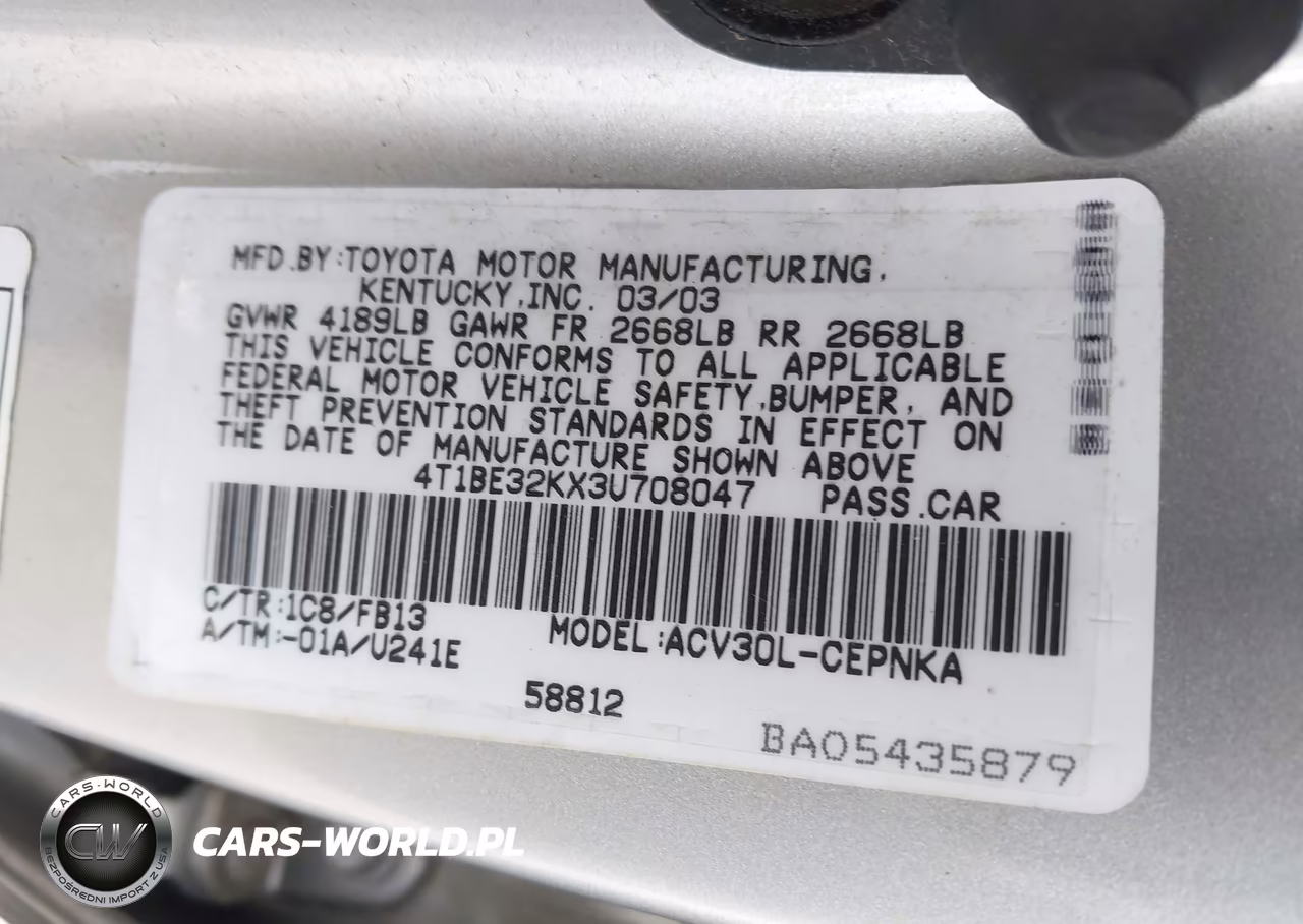 2003 Toyota Camry Le VIN:4T1BE32KX3U708047 - 9