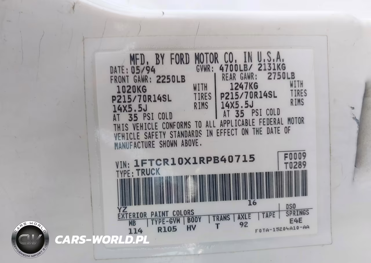 1994 Ford Ranger VIN:1FTCR10X1RPB40715 - 9