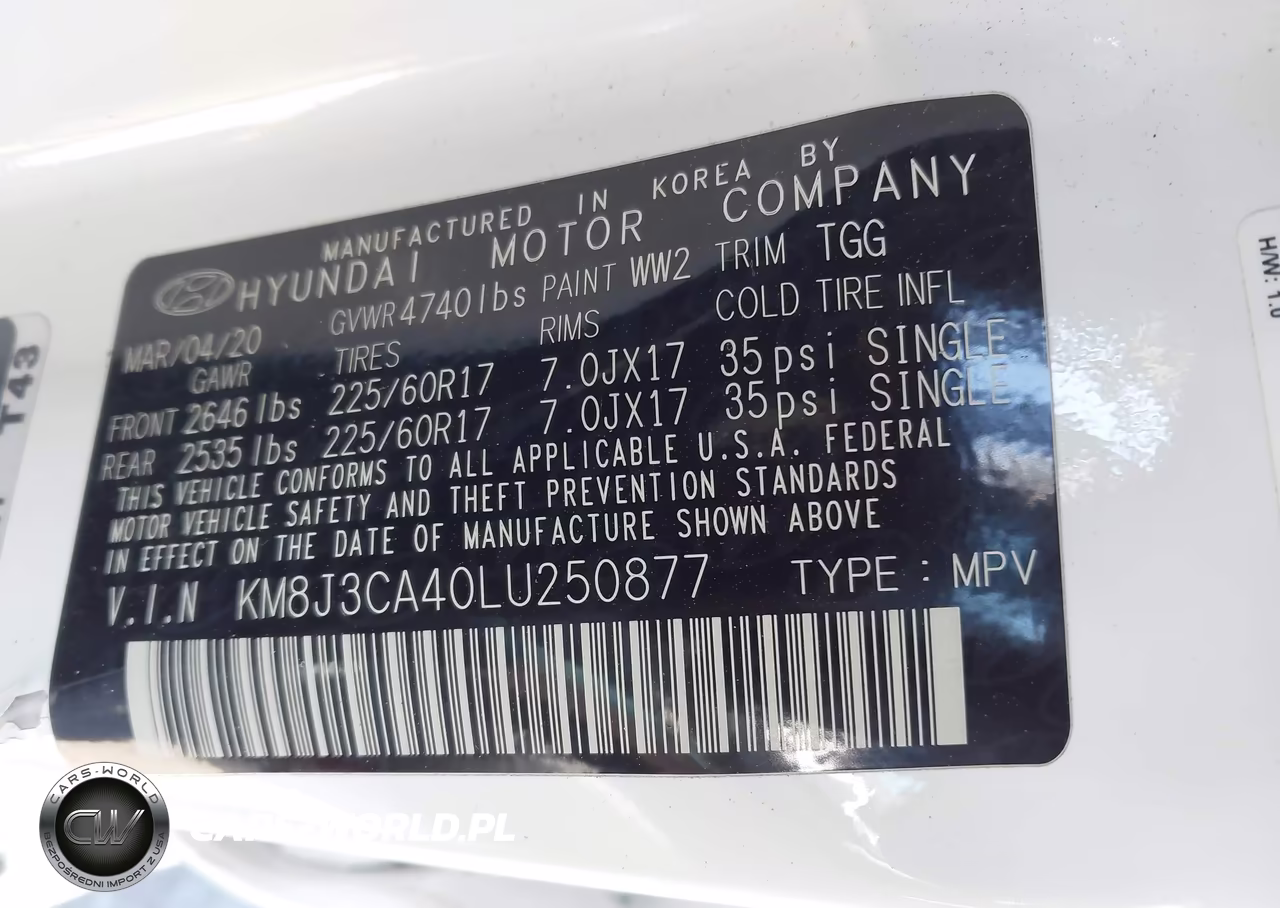 2020 Hyundai Tucson Value VIN:KM8J3CA40LU250877 - 9