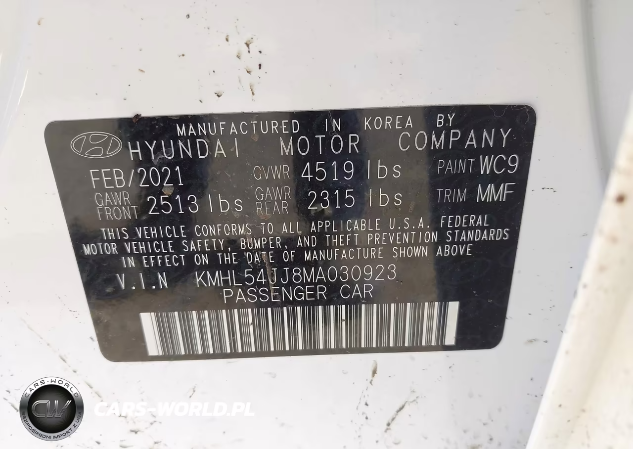 2021 Hyundai Sonata Limited VIN:KMHL54JJ8MA030923 - 9